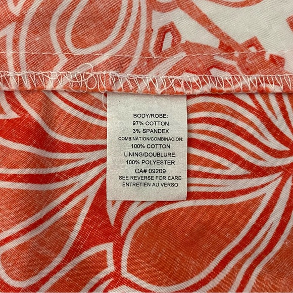 105. SANDRA DARREN Sleeveless Floral Knee Length Dress - Orange & White -Size 10 - Picture 7 of 8